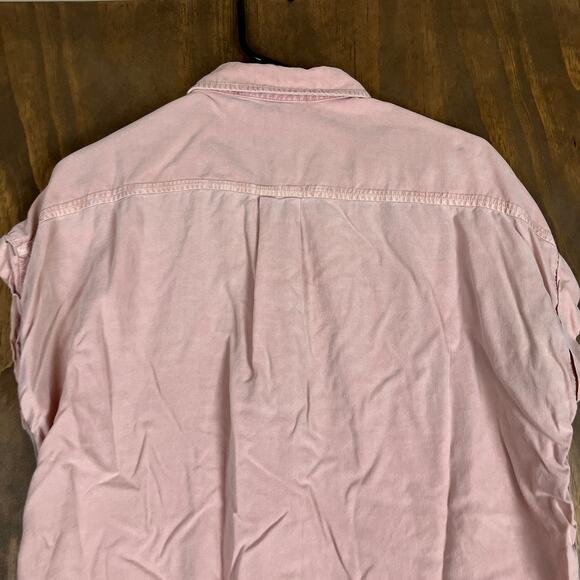 Cloth & Stone Anthropologie Womens Shirt Pink Tie Front Button Down Large - Picture 11 of 12